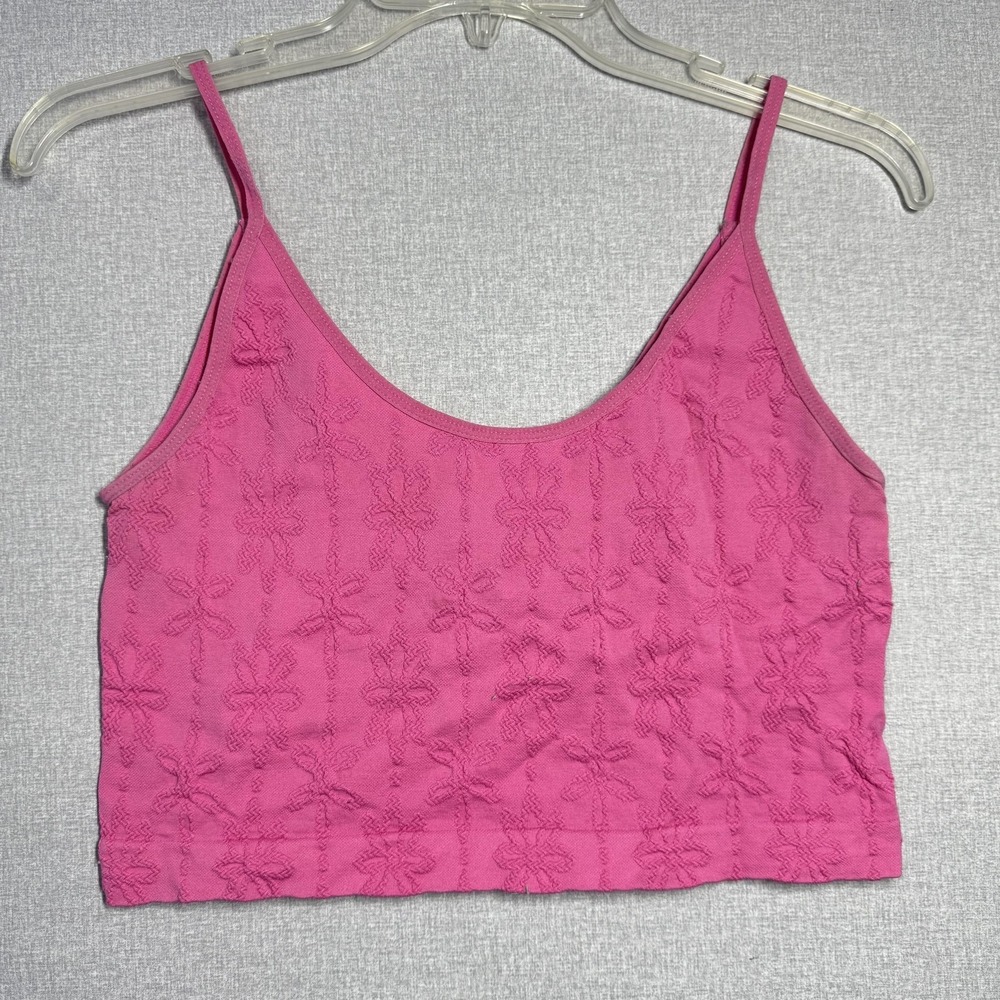 No Boundaries Tank Juniors M (7-9) Pink Floral Camisole Scoop Neck‎ Embroidered